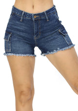 CP-BG-32136 Medium Denim Cargo Short de Mujer