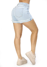 CP-CJ-32172 Light Denim Relaxed Short de Mujer