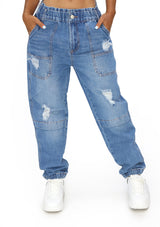 DBP0754 Ripped Jogger Jean de Mujer