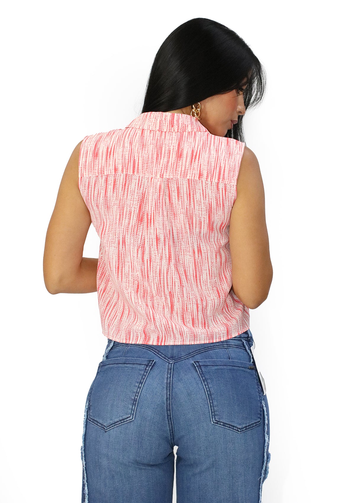 DN-A-5482-B Coral Printed Blusa de Mujer
