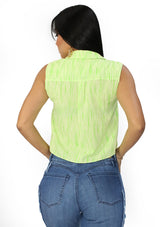 DN-A-5482-B Green Printed Blusa de Mujer
