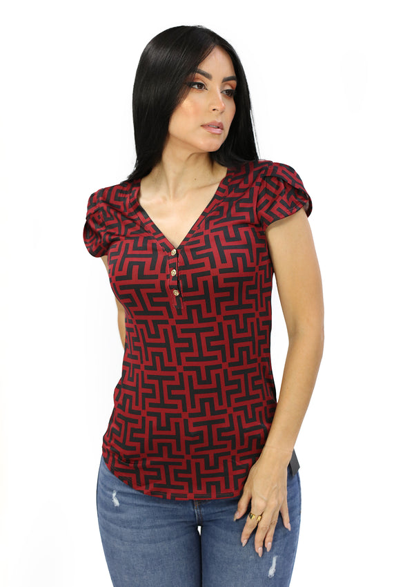 DN-A-6343-T Red Blusa de Mujer