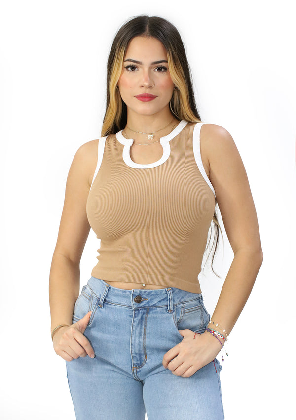 DY-1272 Camel Top de Mujer