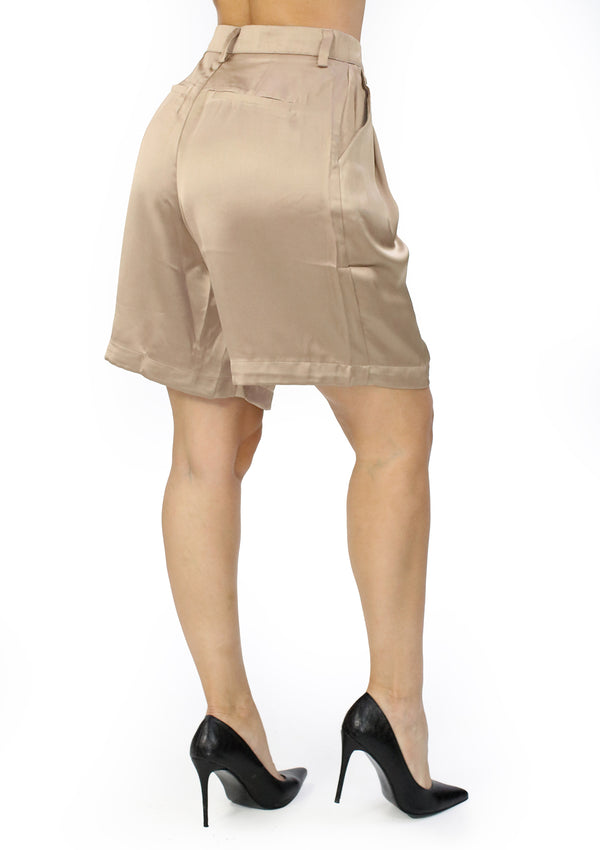 DZ-24E149 Dark Taupe Satin Short de Mujer