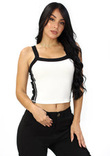 DZ-25-A878 White/Black Blusa de Mujer