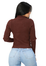 EV-B-4344 Brown Turtle Neck Blusa de Mujer