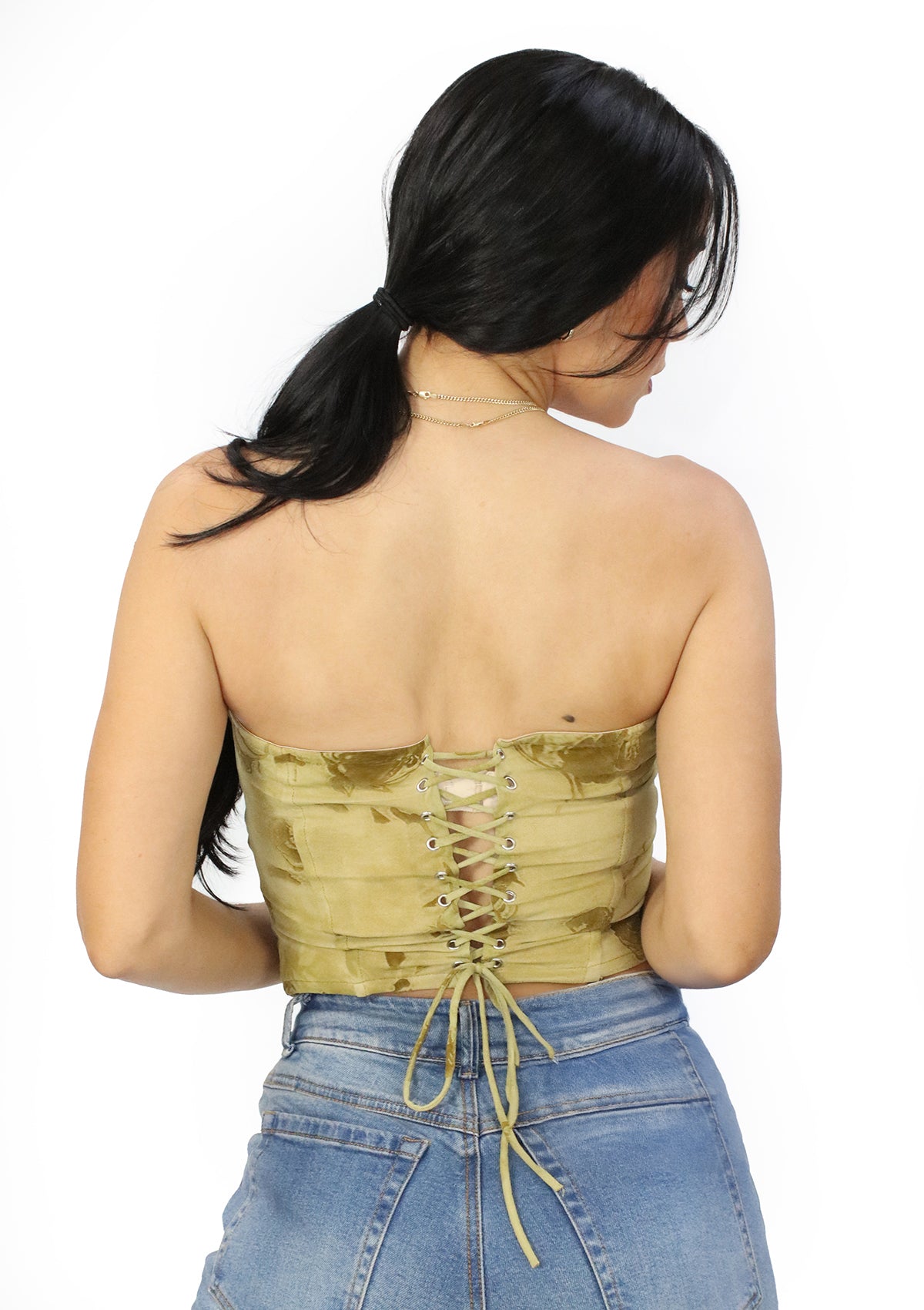 EV-B-6361 Olive Bustier Blusa de Mujer