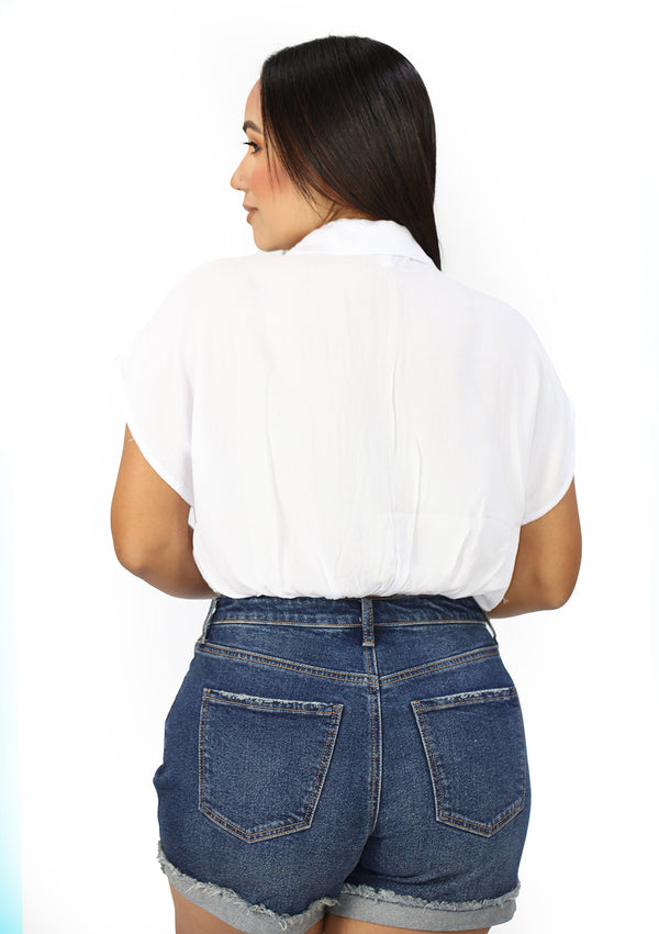 HF24E030 White Crop Top de Mujer