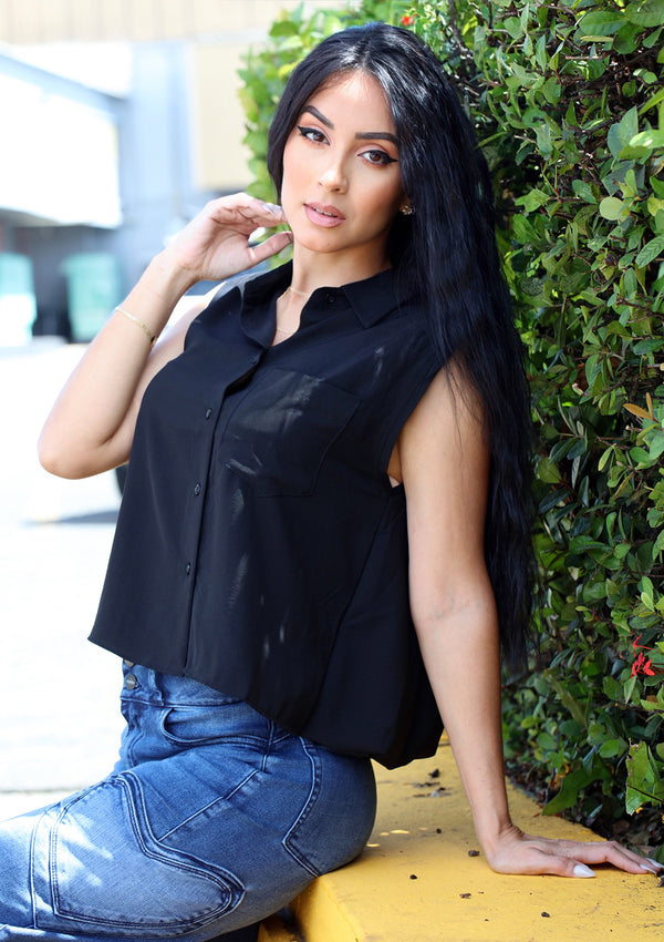 HF-25A-195 Black Blusa de Mujer