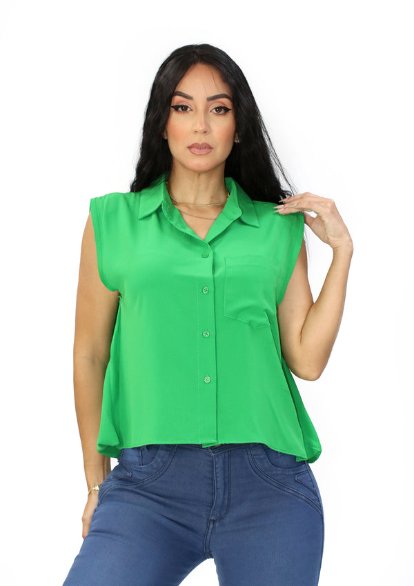 HF-25A-195 Kelly Green Blusa de Mujer