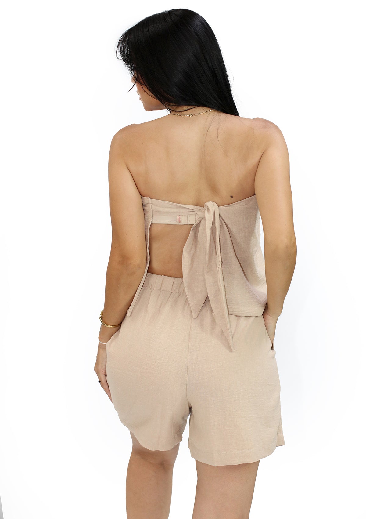 HF-25A-273-SET Beige Set Top y Short de Mujer