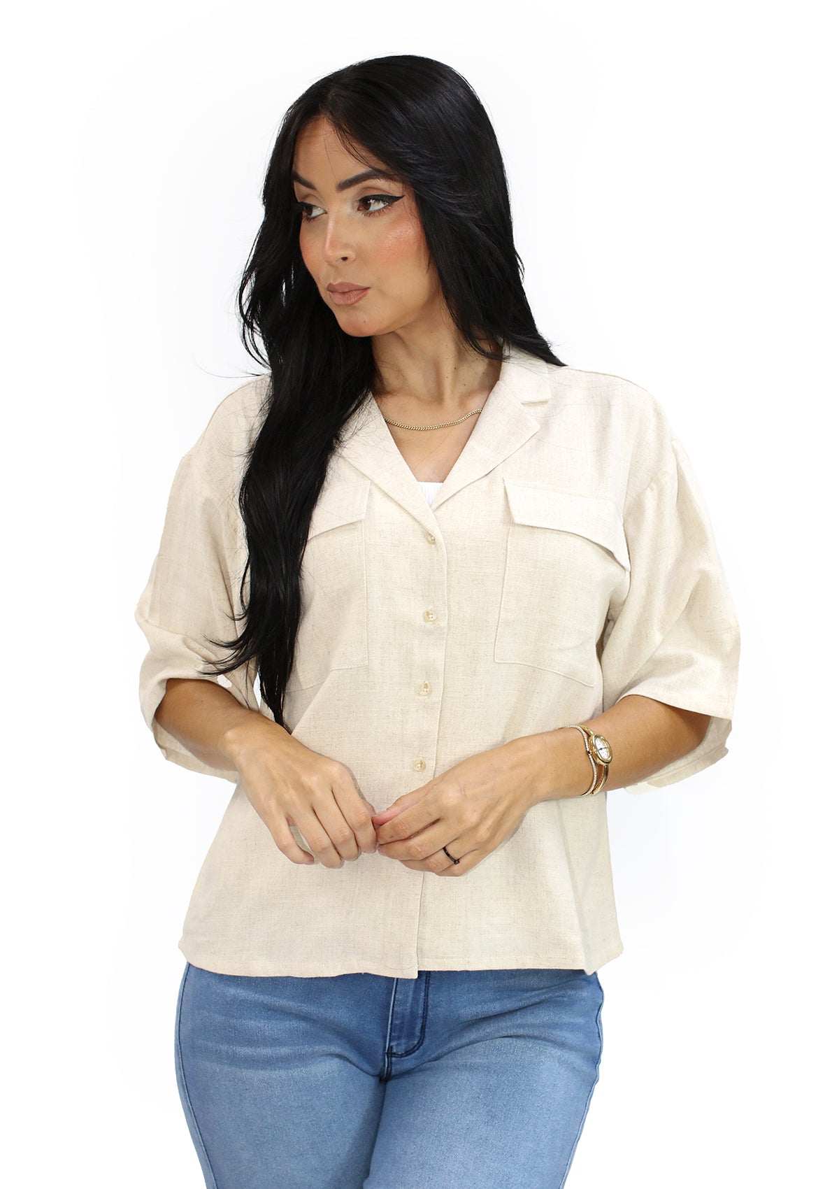 HF-25C-818 Oatmeal Blusa de Mujer
