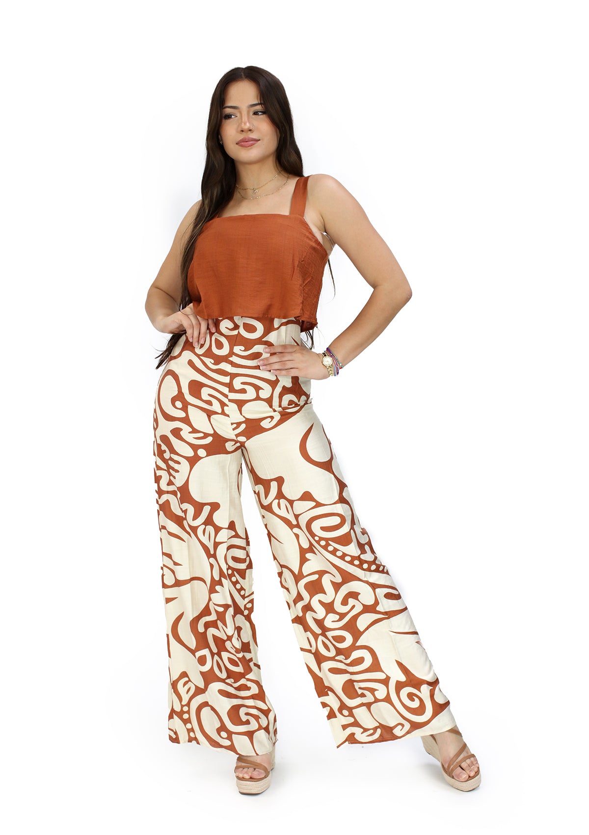 HF-25F-486D Brown Jumpsuit de Mujer