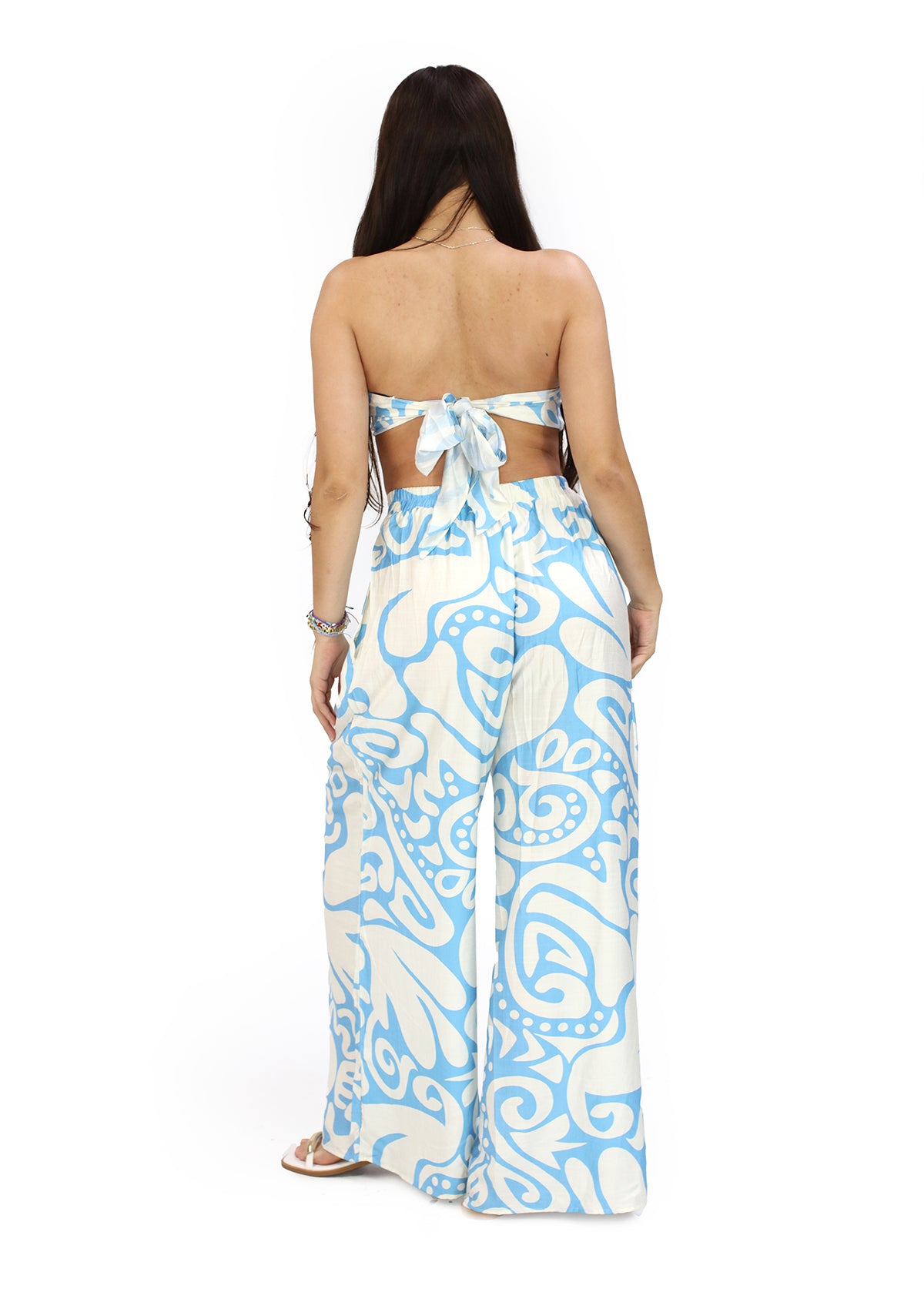 HF-26A-344-SET Blue Set Top y Pantalon de Mujer