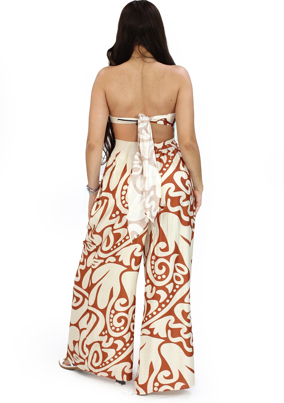 HF-26A-344-SET Brown Set Top y Pantalon de Mujer