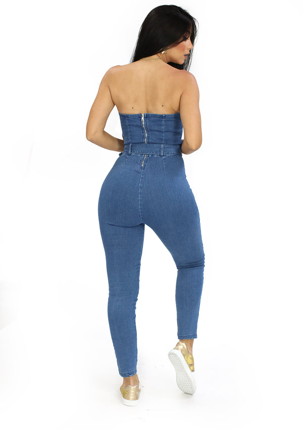 HM-P-40002-B Medium Denim Jumpsuit de Mujer