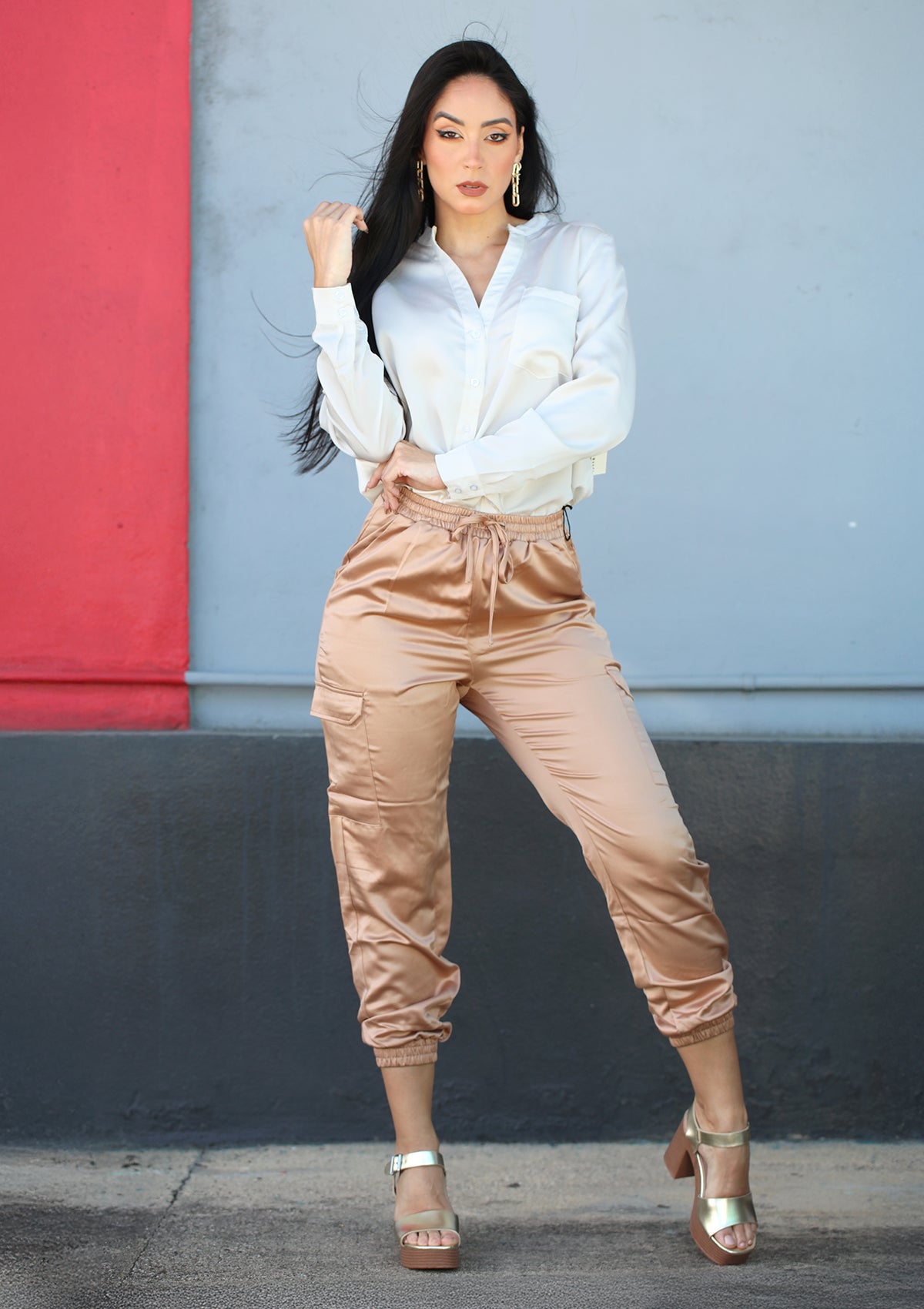 HM-P-40569-A Tan Pantalón de Mujer