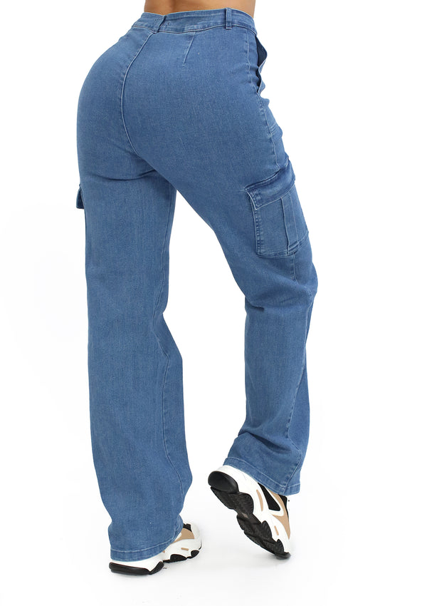 HM-P-40668 Medium Denim Pantalón de Mujer