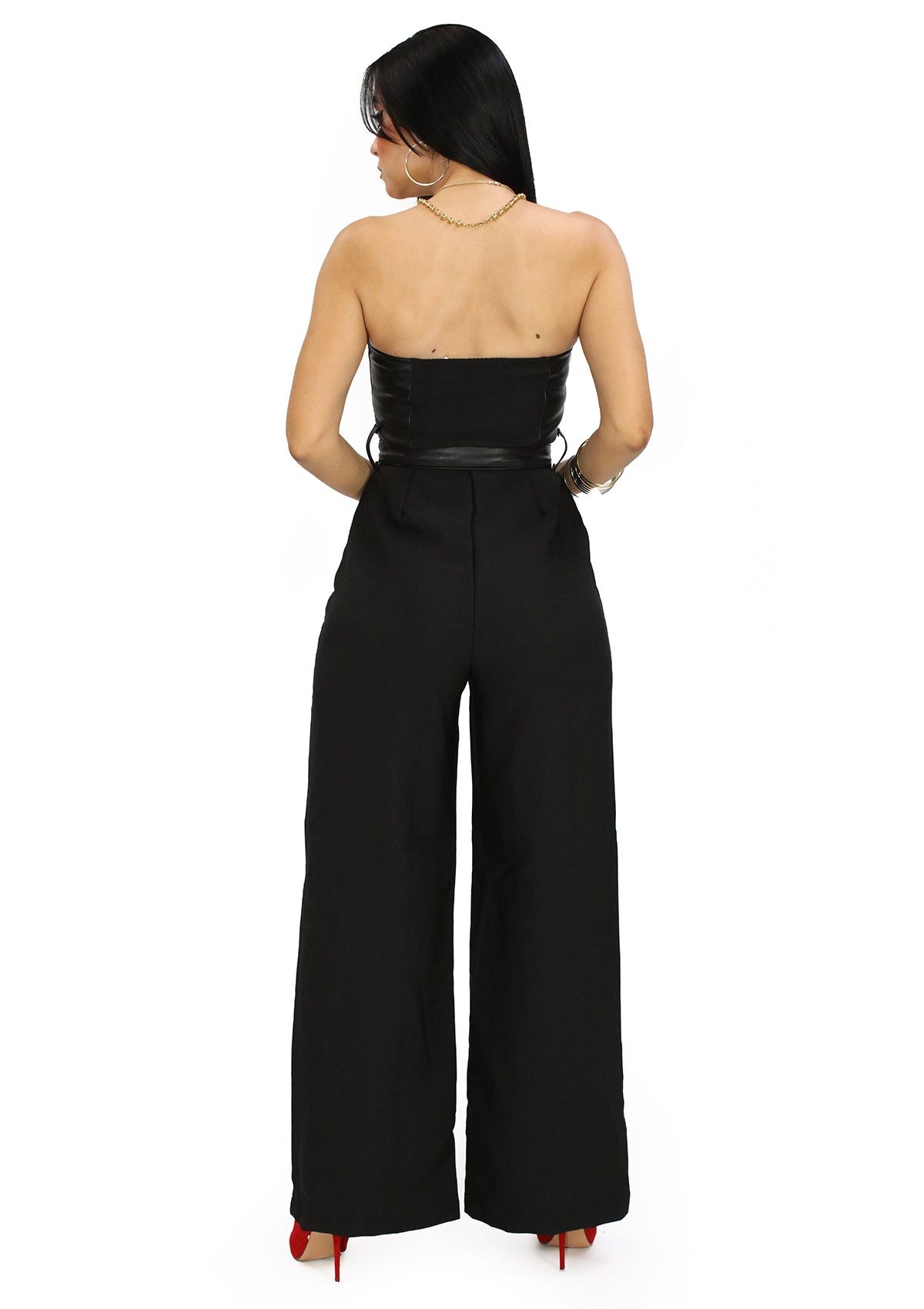 HM-P-40868 Black Jumpsuit de Mujer