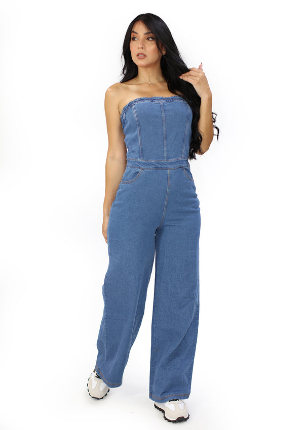 HM-P-40893 Medium Denim Jumpsuit de Mujer