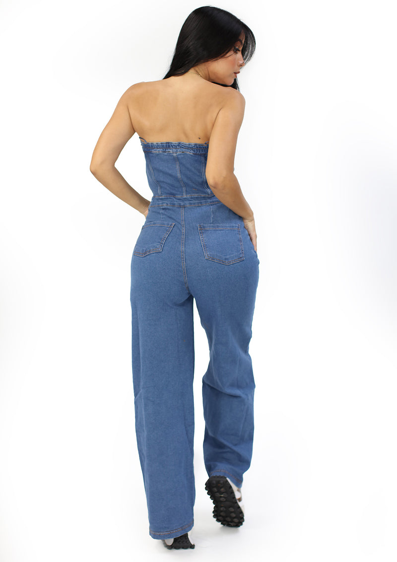 HM-P-40893 Medium Denim Jumpsuit de Mujer