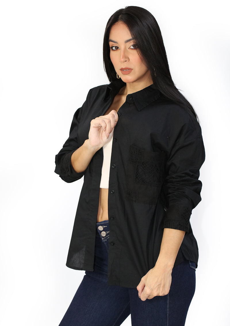 HM-T-57060 Black Blusa de Mujer