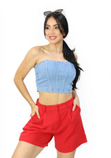 HM-T-57332 Light Denim Blusa de Mujer