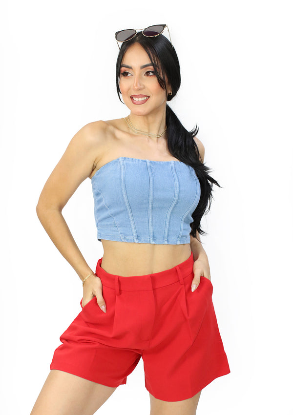 HM-T-57332 Light Denim Blusa de Mujer