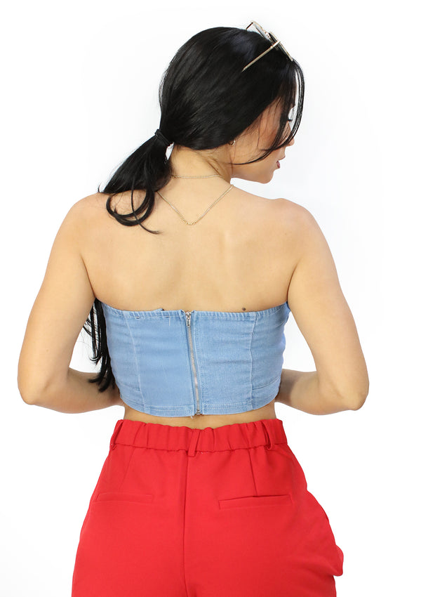 HM-T-57332 Light Denim Blusa de Mujer
