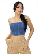 HM-T-57332 Medium Denim Blusa de Mujer