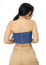HM-T-57332 Medium Denim Blusa de Mujer