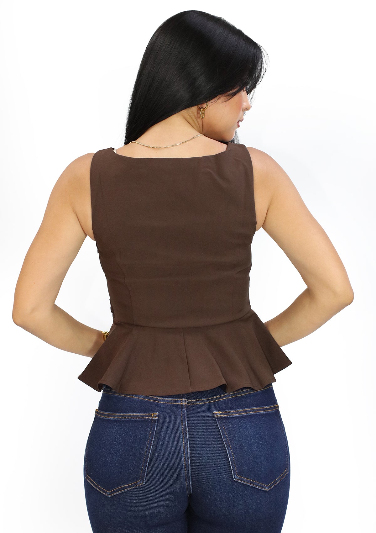 HM-T-57383 Brown Blusa de Mujer