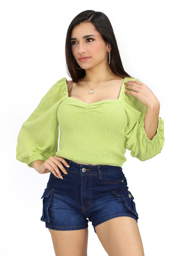 HYHF24F188 Green Blusa de Mujer