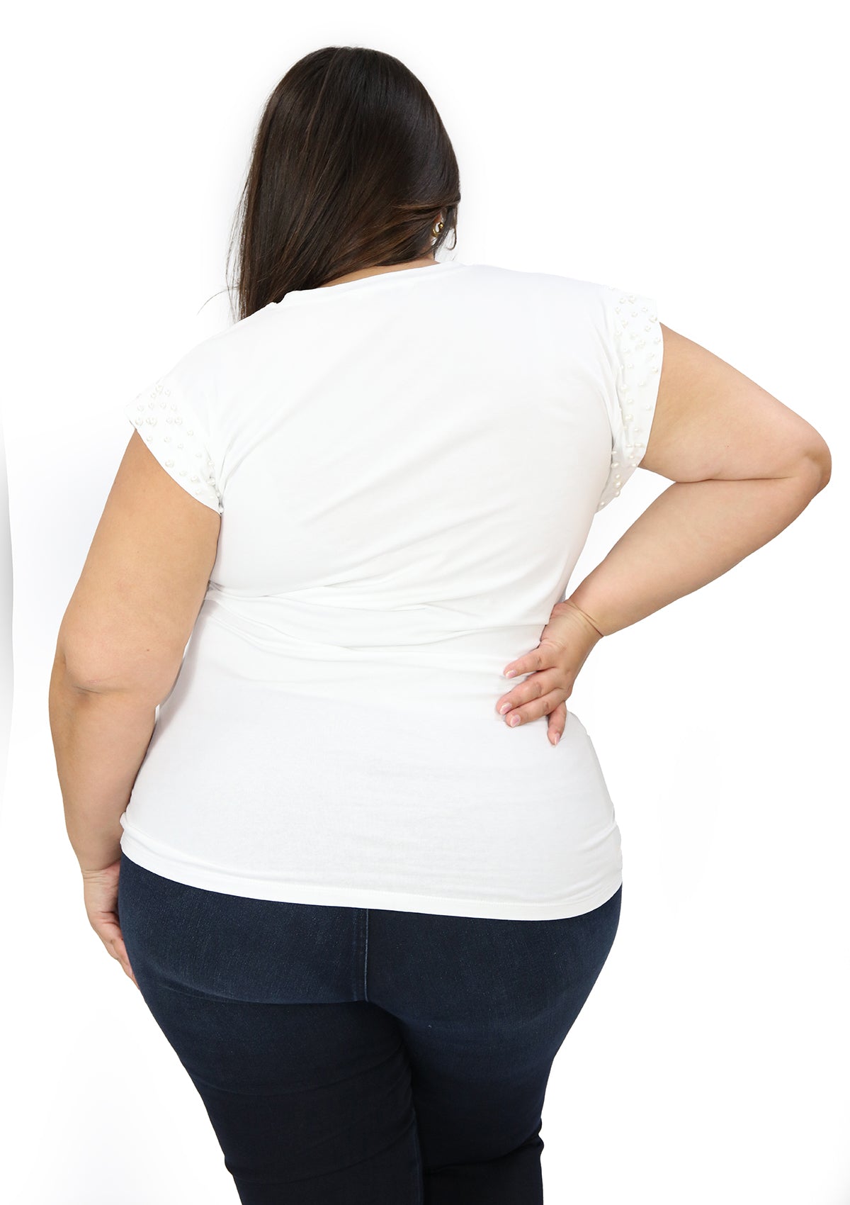 IN-XP203-PL White Blusa de Mujer Plus Size