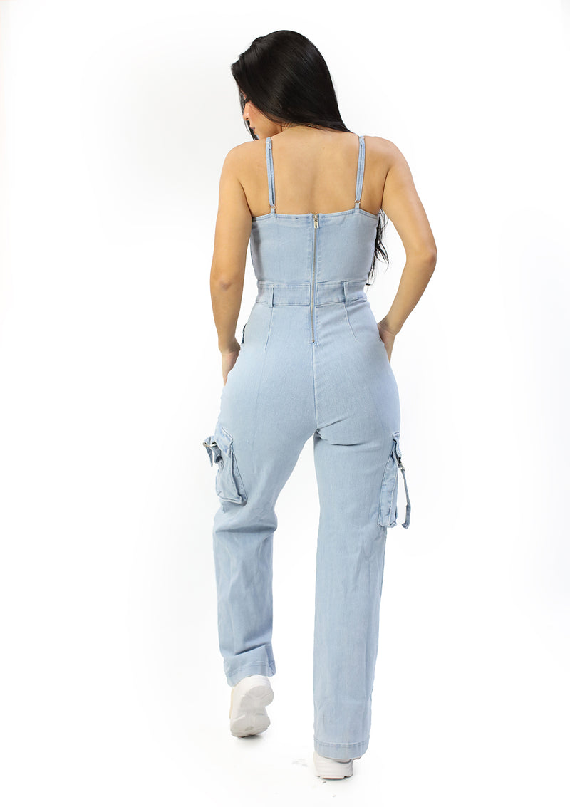 IR-IP-9071 Light Denim Jumpsuit de Mujer