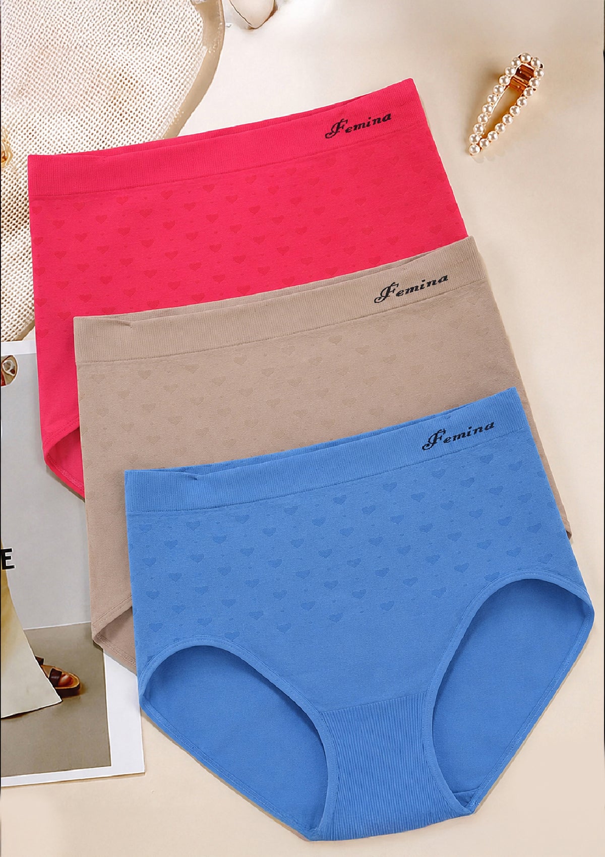 JM-FE-16018A Multicolor Panty PQT 3 de Mujer by Femina