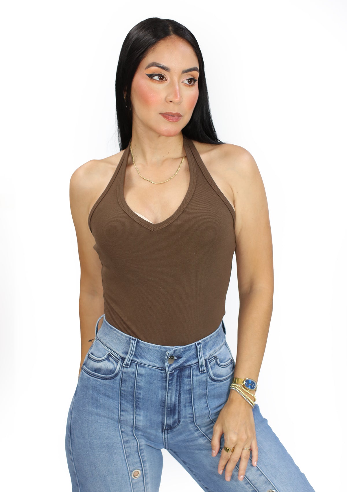 LC-9099 Dark Brown Blusa de Mujer