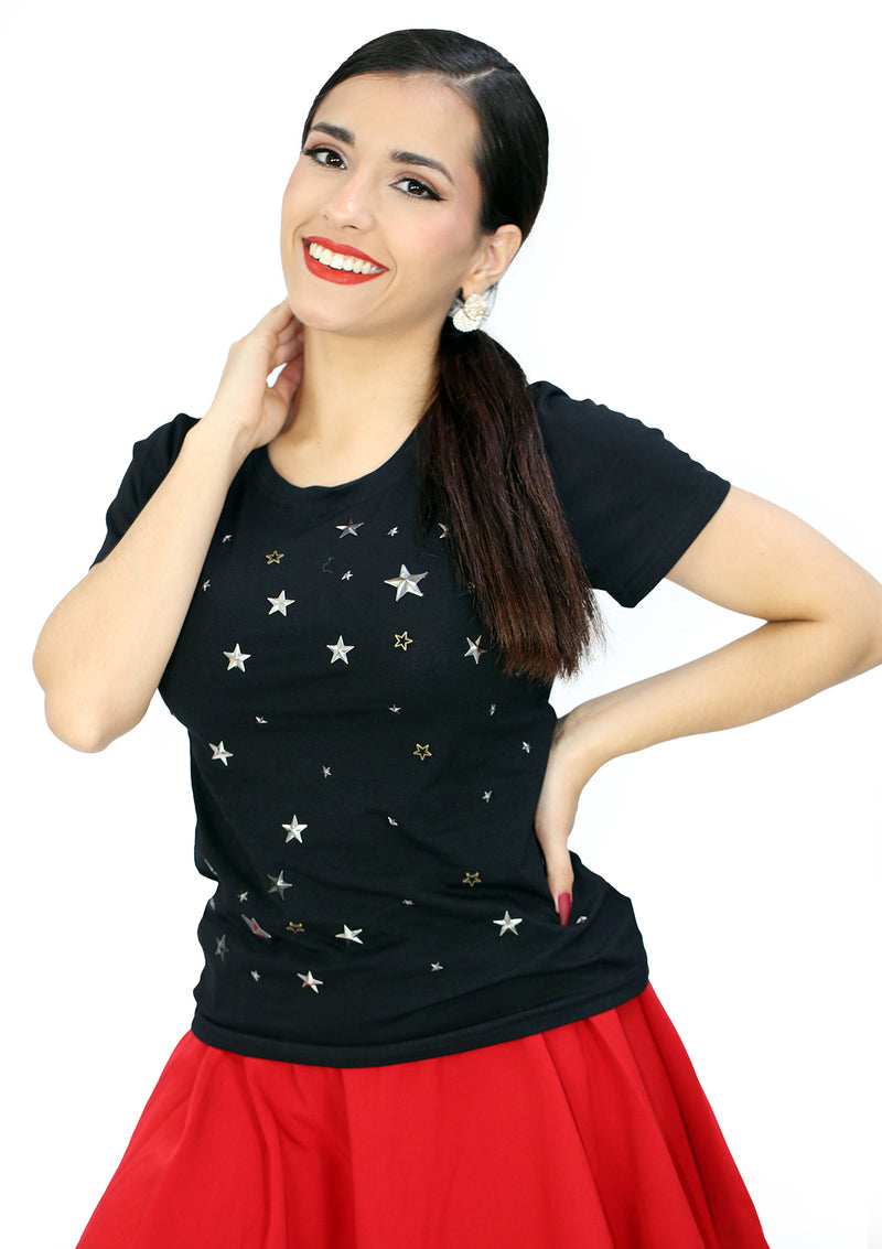 LCA4922 Black Stars Blusa de Mujer