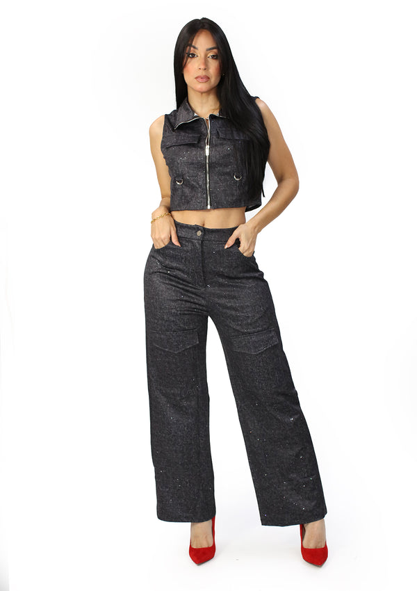 LD-8829-L Black Pant Set de Mujer
