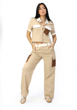 LD-8835-L Khaki Cargo Set de Mujer