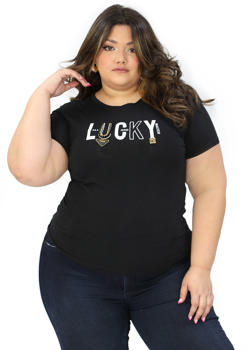 LDF2267 Black Blusa de Mujer Plus Size