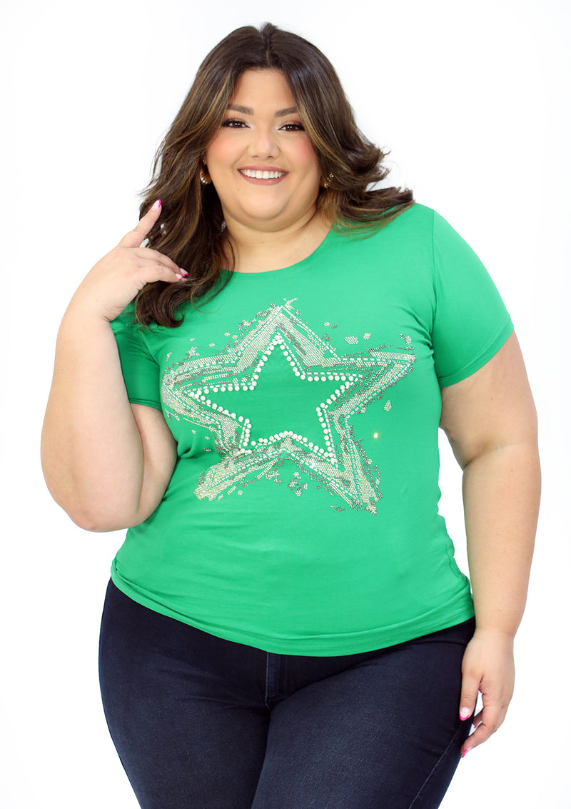 LDF2286 Green Blusa de Mujer Plus Size