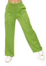 LPB142 Vintage Green Pantalón Cargo de Mujer