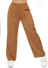 LPB142 Mocha Pantalón Cargo de Mujer