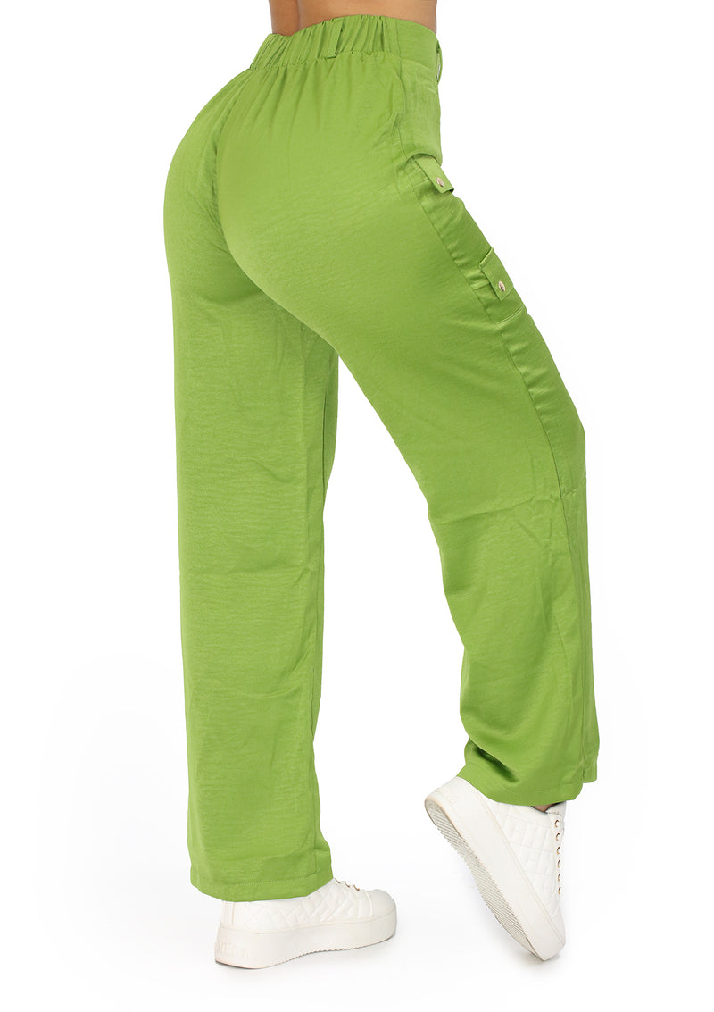 LPB142 Vintage Green Pantalón Cargo de Mujer