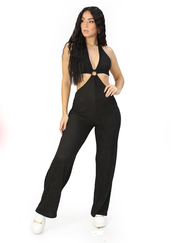 LP-IRIS-6J Black Jumpsuit de Mujer