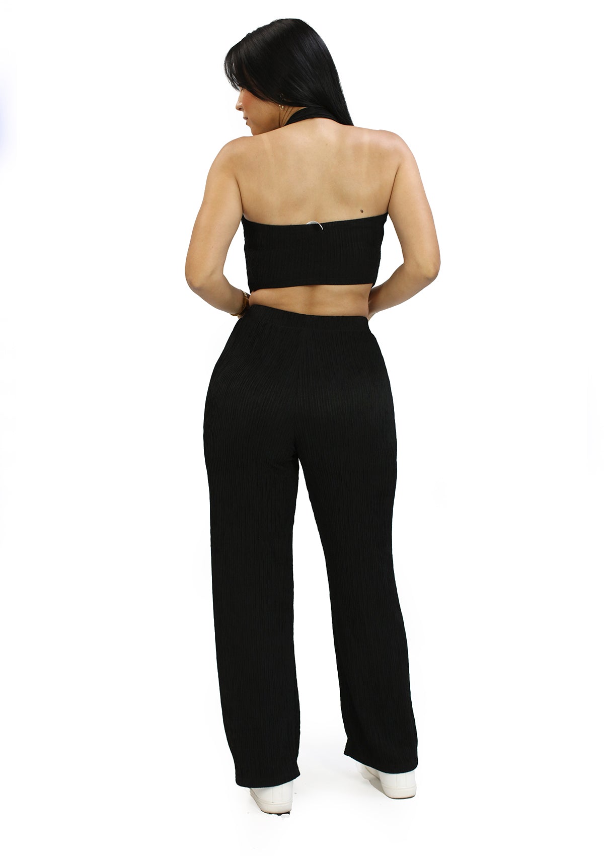 LP-IRIS-8S Black Set Top y Pantalon de Mujer