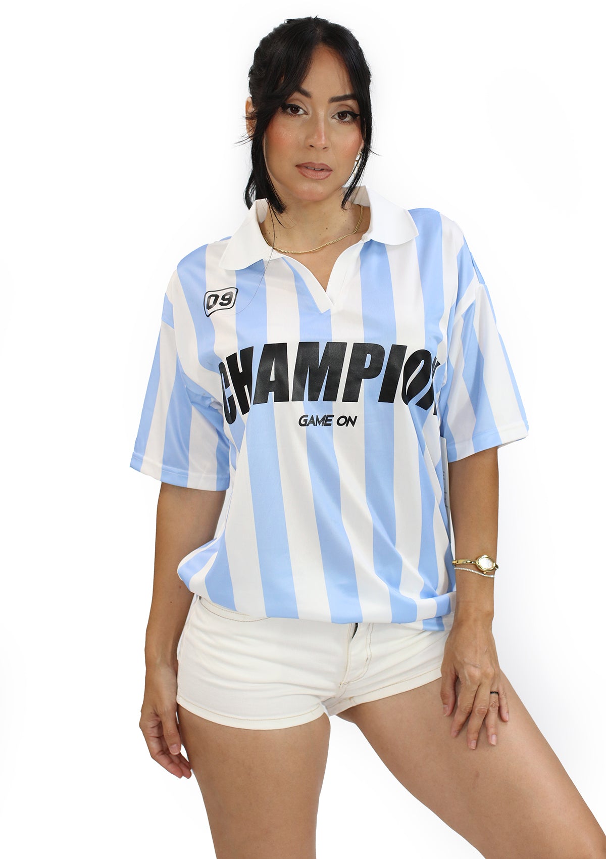 LP-JESSIE-03 Blue Stripe Jersey Champion de Mujer