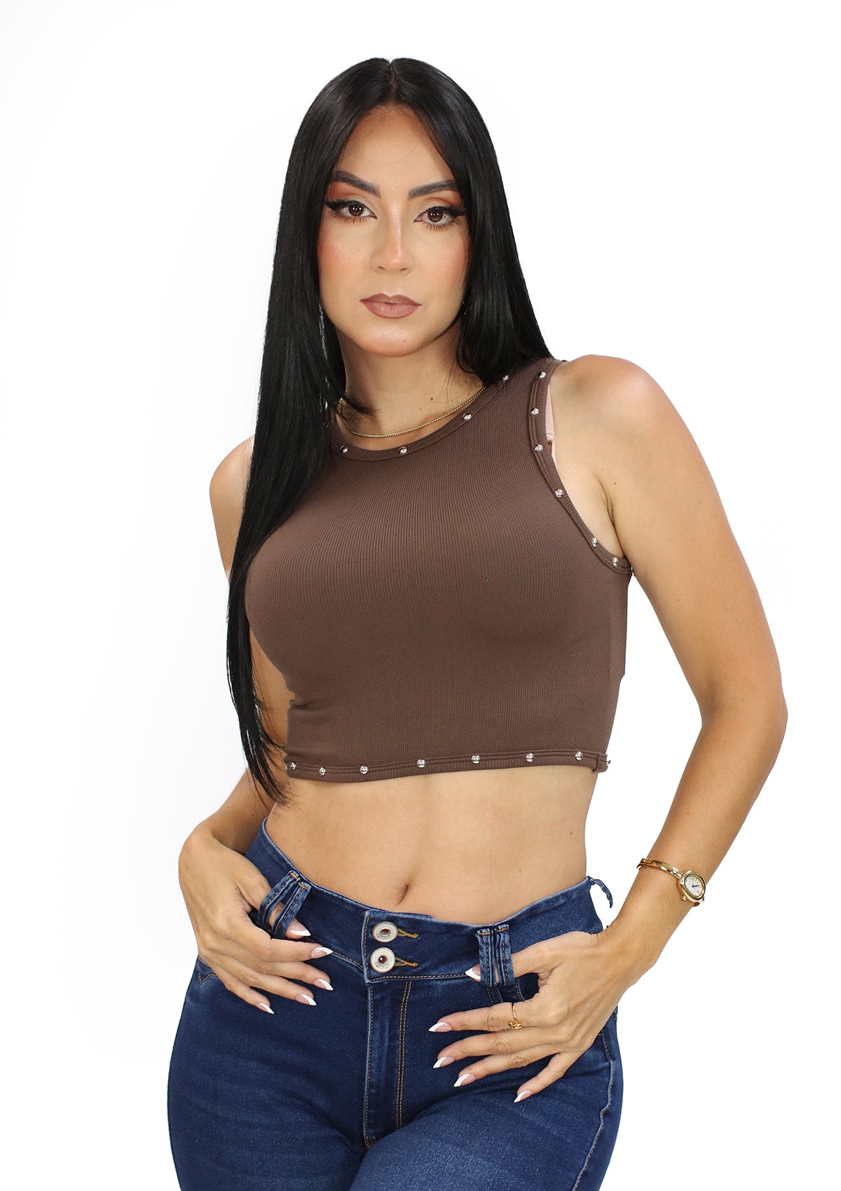 LP-STONE-02 Espresso Top de Mujer