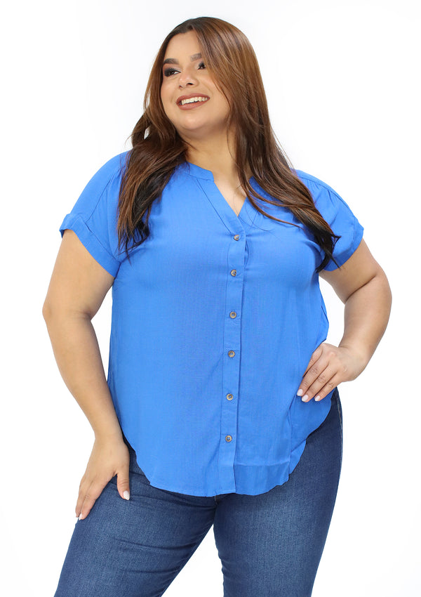 MF-PCR-2027 Blue Blusa Plus de Mujer